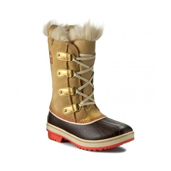 SOREL Joan of Arctic Leather Fur Lined‎ Waterproof Boots Tan Size 6 - Picture 1 of 7